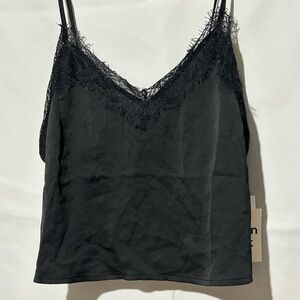 Open Edit-Nordstrom-Elegant Black Lace Trim Cami Top